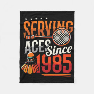 Couverture Polaire Serving Aces depuis 1985 Badminton Lover 40th Birt