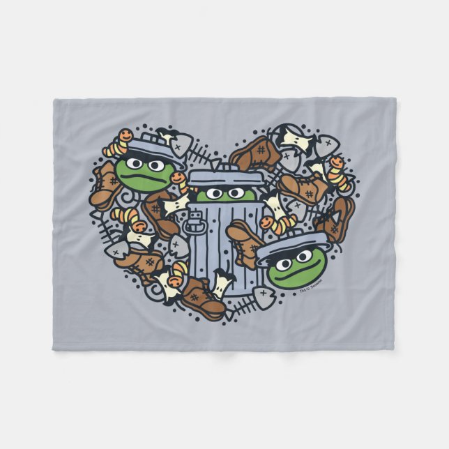 Couverture Polaire Sésame Sésame | Oscar the Grouch Doodle Heart (Devant (Horizontal))