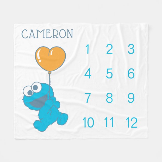 Couverture Polaire Sesame Street Cookie Monster Baby Milestone (Devant (Horizontal))