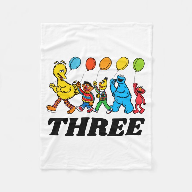 Couverture Polaire Sesame Street Pals 3rd Birthday Balloons Toddler  (Devant)