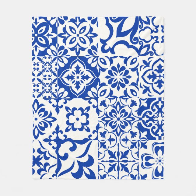 Couverture Polaire Set of 16 tiles Azulejos in blue,  white. Original (Devant)