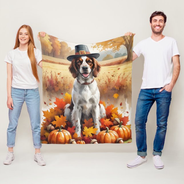 Couverture Polaire Setter Anglais En Automne Feuille L'Art Thanksgivi (En situation)
