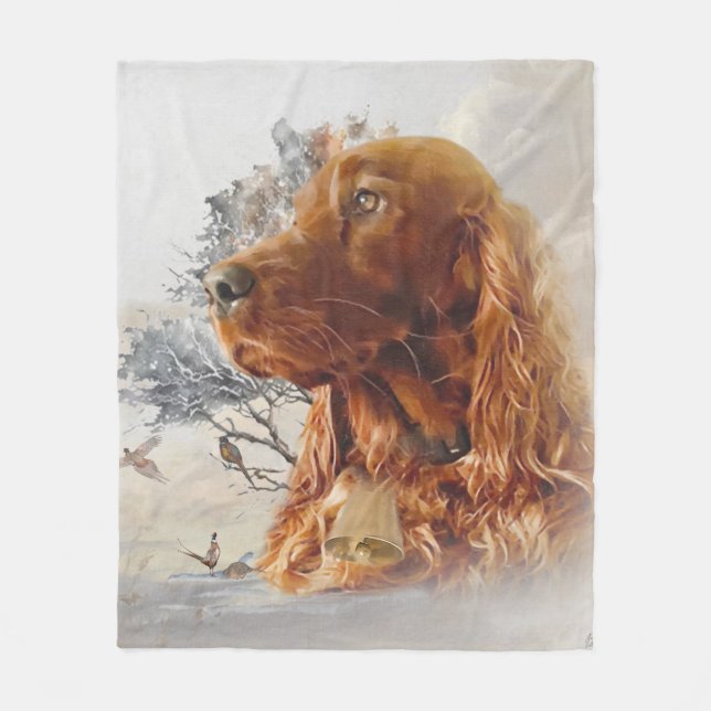 Couverture Polaire Setter irlandais avec faisan  (Devant)