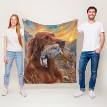 Setter Irlandais avec Perdrix Chukar ,Art