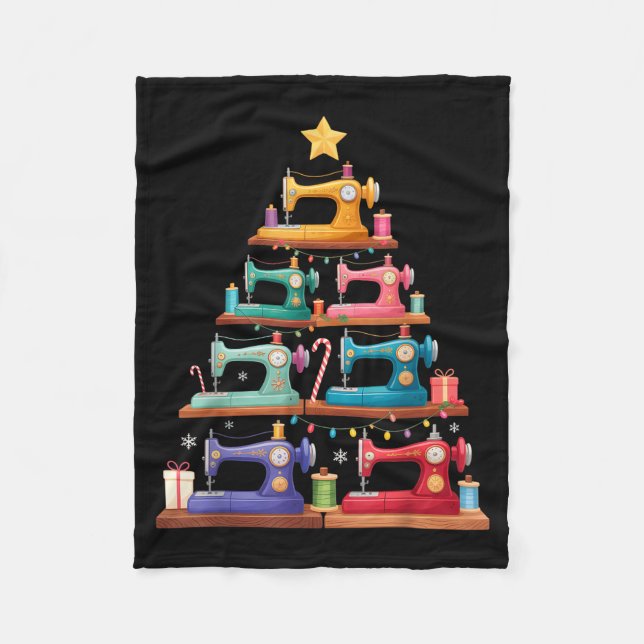 Couverture Polaire Sewing Machine Christmas Tree Lights Santa Hat Xma (Devant)