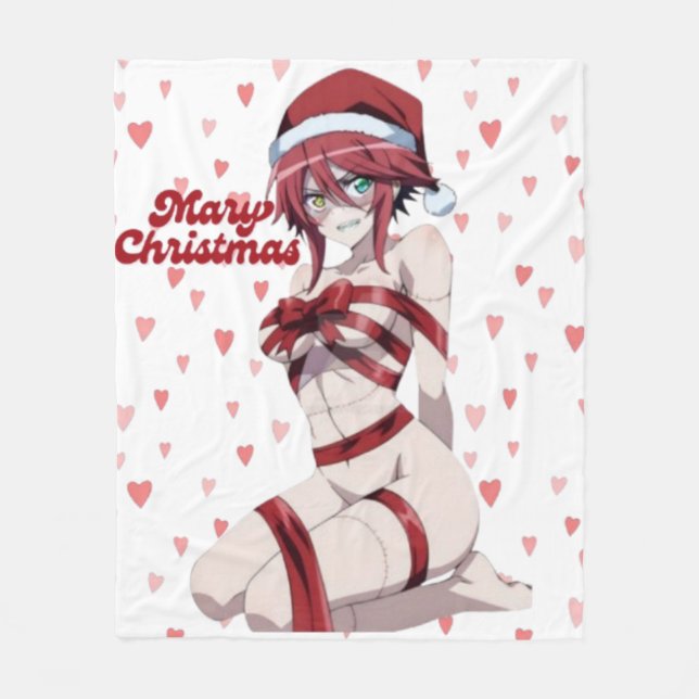 Couverture Polaire Sexy Santa Marry Cristmas Wrapped Anime Girl (Devant)