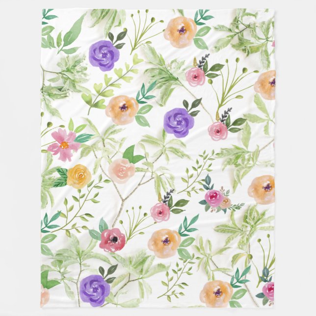 Couverture Polaire Shabby Chic Floral (Devant)