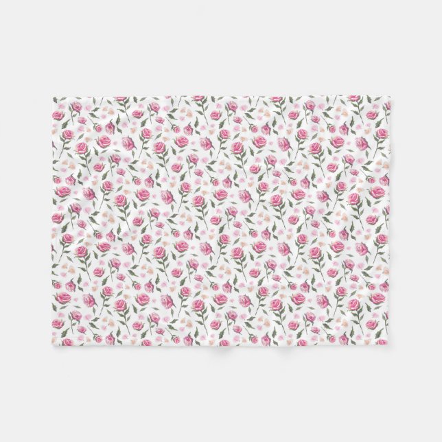 Couverture Polaire Shabby Chic Roses Rose Jolie Blanche Toison (Devant (Horizontal))