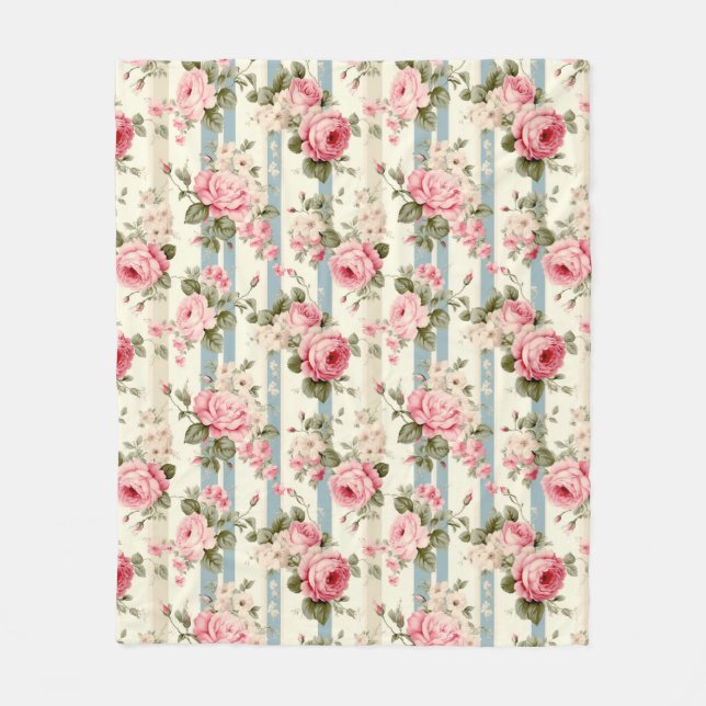Couverture Polaire Shabby Chic Roses Vintages (Devant)