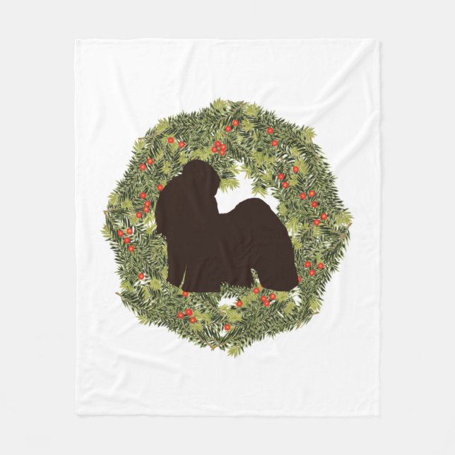 Couverture Polaire Shadow Silhouette Shih Tzu dans une couronne (Devant)