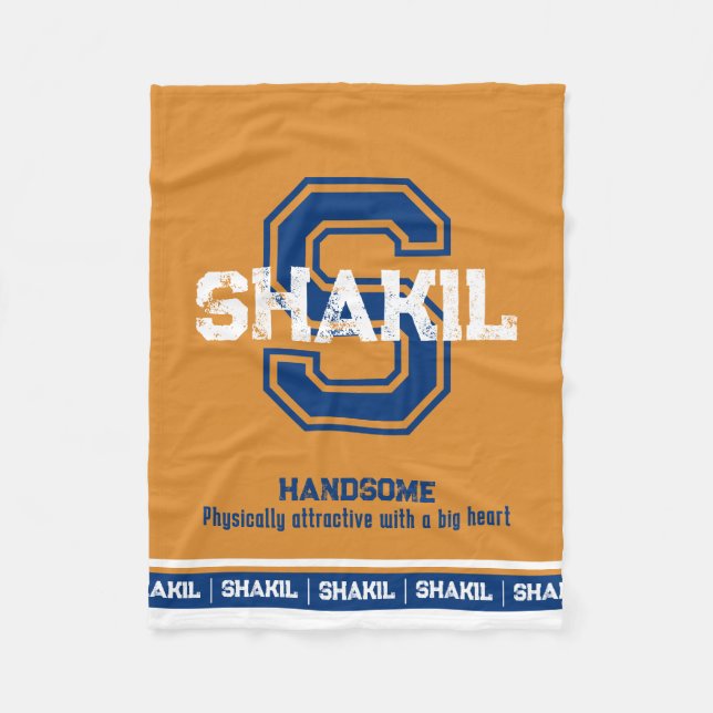 Couverture Polaire Shakil nom signifiant sport monogramme or bleu (Devant)