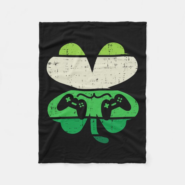 Couverture Polaire Shamrock de jeu Retro Jour de la Saint Patrick Gar (Devant)