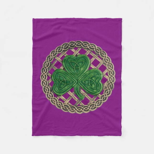 Couverture Polaire Shamrock violet sur cabot céleste (Devant)