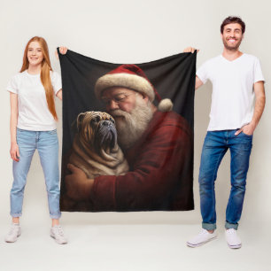Couverture Polaire Shar Pei avec le Père Noël Festif de Noël 