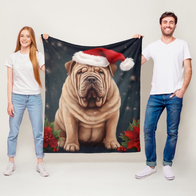 Couverture Polaire Shar Pei dans la neige de Noël  (En situation)