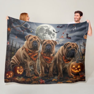 Couverture Polaire Shar Pei Halloween Éffrayant