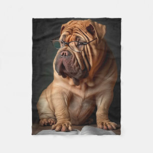 Couverture Polaire Shar Pei Intelligent avec Dessin de Livre