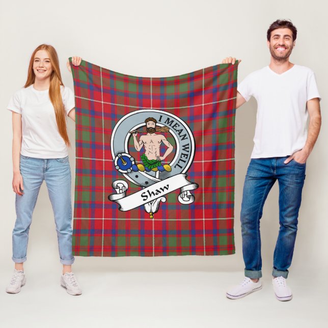 Couverture Polaire Shaw de Sauchie Insigne Moderne de Clan Tartan à C (En situation)