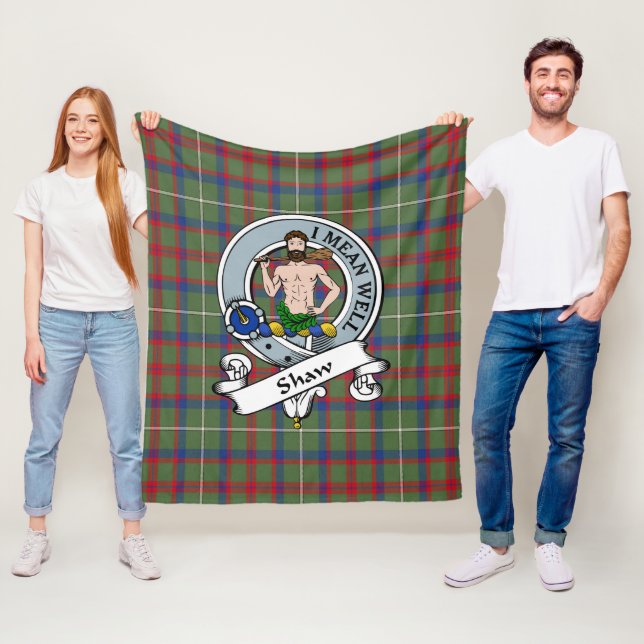 Couverture Polaire Shaw De Sauchie Vert Clan Moderne Badge Tartan Pla (En situation)