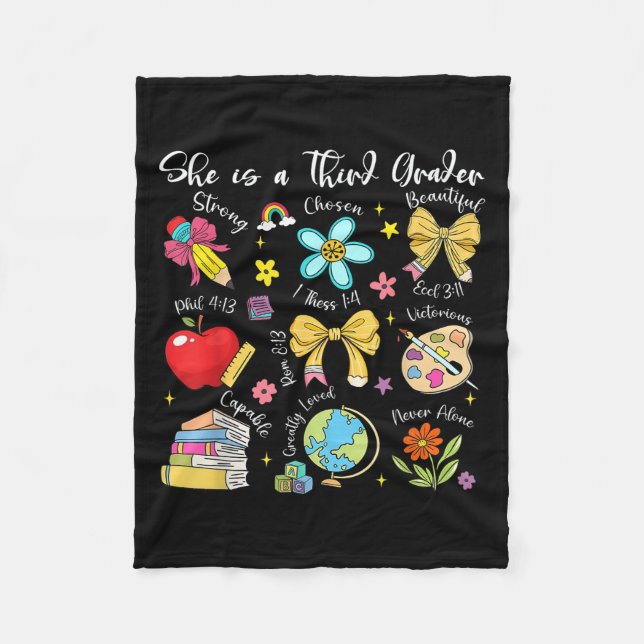 Couverture Polaire She Is A Third Grader Bible Verses Back To School  (Devant)