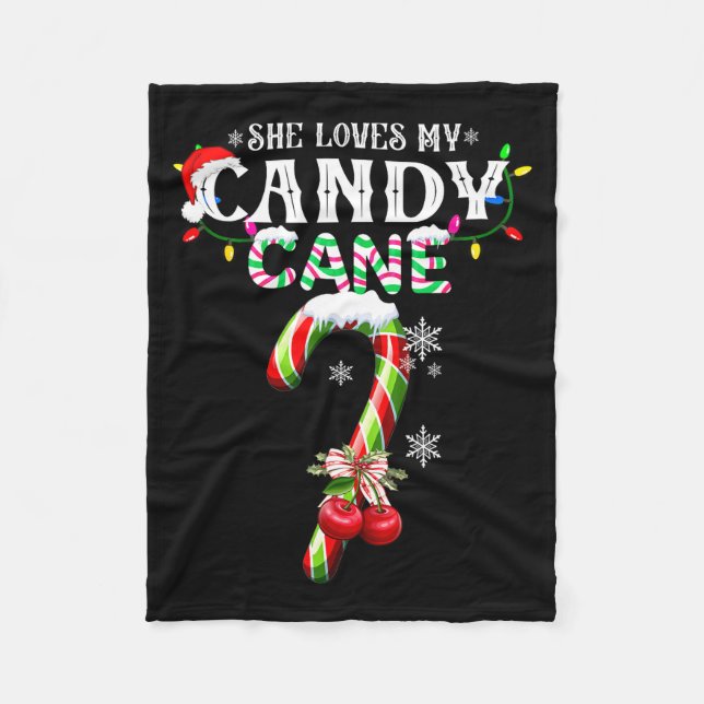 Couverture Polaire She Loves My Candy Cane I Like Her Peppermint Xmas (Devant)