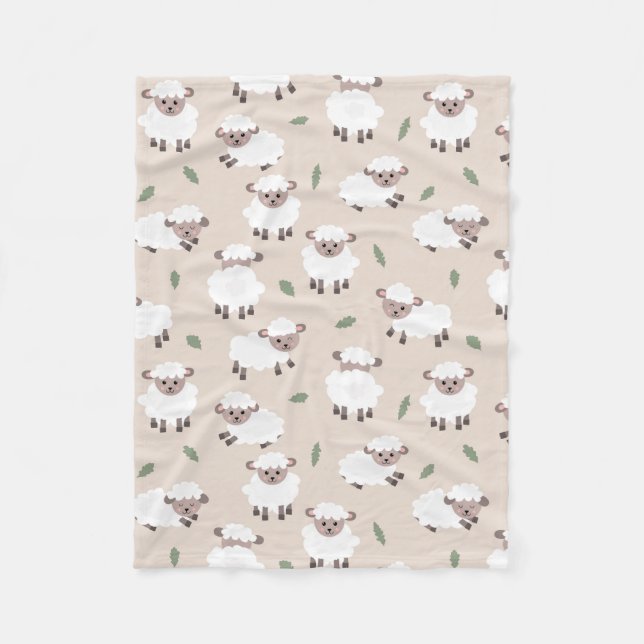 Couverture Polaire Sheep & Lamb Cute Gender Neutral Baby Nursery (Devant)
