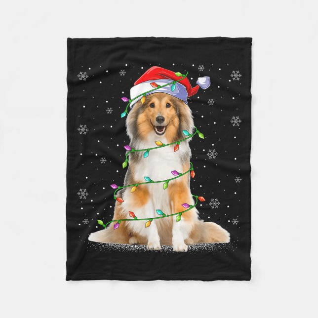 Couverture Polaire Sheltie Dog Lover Xmas Lighting Santa Sheltie Chri (Devant)