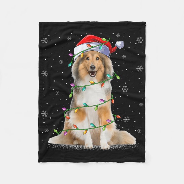 Couverture Polaire Sheltie Dog Lover Xmas Lighting Santa Sheltie Chri (Devant)