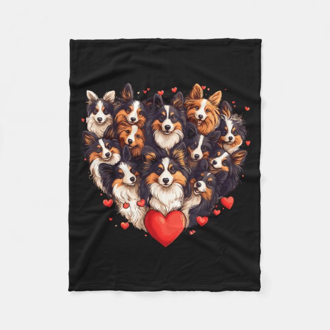 Couverture Polaire Sheltie Heart-shaped Cute Sheltie Dog Lover Men Wo (Devant)
