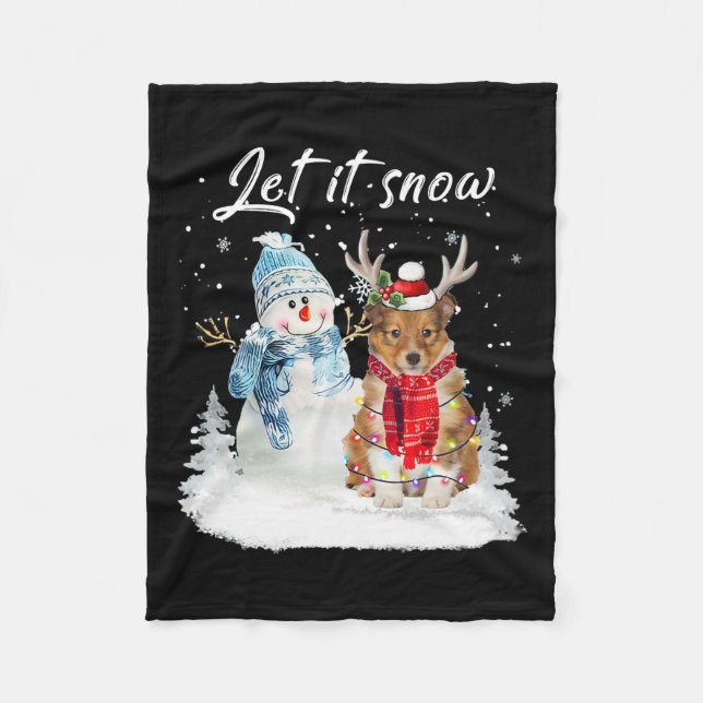 Couverture Polaire Shetland Sheepdog Père Noël Chien Noël Snowman Noë (Devant)