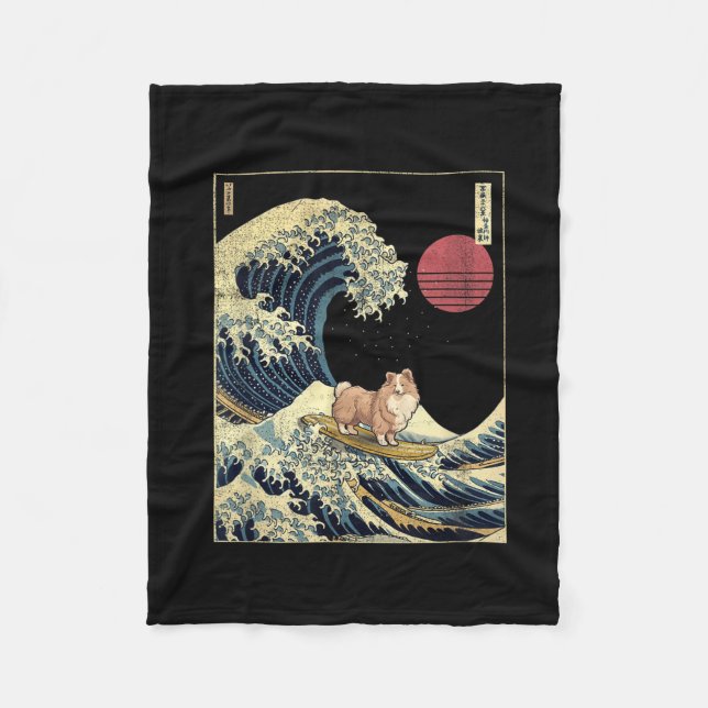 Couverture Polaire Shetland Sheepdog Sheltie Japanese Kanagawa Wave F (Devant)