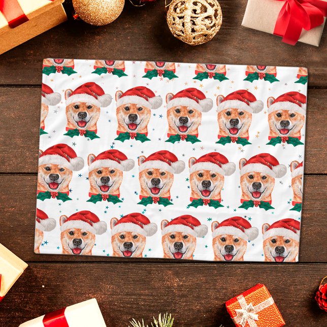 Couverture Polaire Shiba Inu Chien race Étoiles de Noël (Créateur téléchargé)