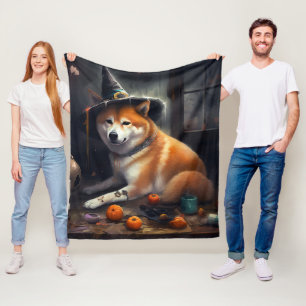 Couverture Polaire Shiba Inu Citrouilles Halloween effrayant