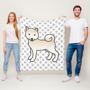 Couverture Polaire Shiba Inu crème Chien de dessin animé mignon et pa