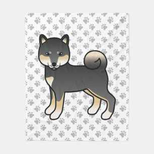 Couverture Polaire Shiba Inu noir et fauve Chien de dessin animé et p