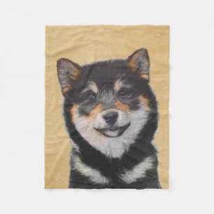 Couverture Polaire Shiba Inu (Noir et Tan) Peinture - L'art du chien