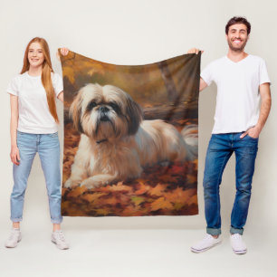 Couverture Polaire Shih Tzu à l'automne Feuilles automne Inspire
