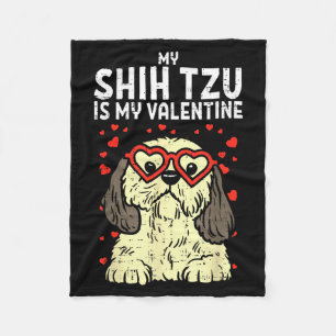 Couverture Polaire Shih Tzu est mon Valentin Cute Saint-Valentin Chie