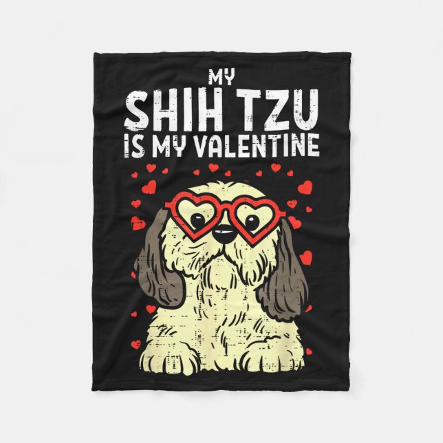 Couverture Polaire Shih Tzu est mon Valentin Cute Saint-Valentin Chie (Devant)