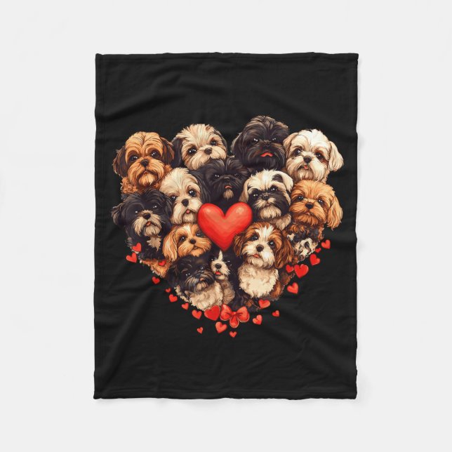 Couverture Polaire Shih Tzu Heart-shaped Cute Shih Tzu Valentines Day (Devant)