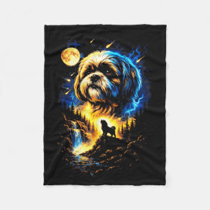 Couverture Polaire Shih tzu hurlant à la lune vintage 90 drôle de chi