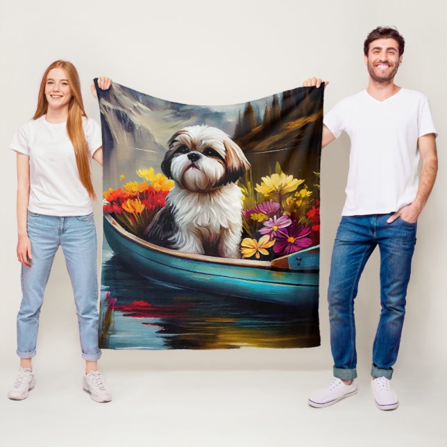 Couverture Polaire Shih Tzu sur une pagaie : une aventure Pittoresque (En situation)