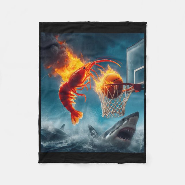Couverture Polaire Shrimp Dunking On Shark Funny Fishing Meme  (Devant)