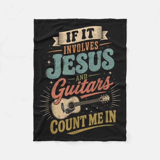 Couverture Polaire Si cela implique Jésus et guitares guitariste (Devant)