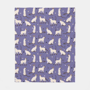 Couverture Polaire Siamese Cat and Paws Purple Fleece Blanket