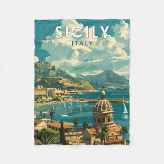 Couverture Polaire Sicile Italie Travel Art Vintage