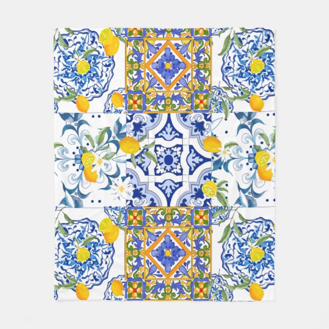 Couverture Polaire Sicilienne, été, agrumes Blanche polaire (Devant)