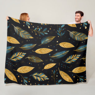 Couverture Polaire Sienne turquoise Feuille Boho