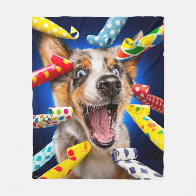 Couverture Polaire Sifflets de fête pour chien heureux (Devant)