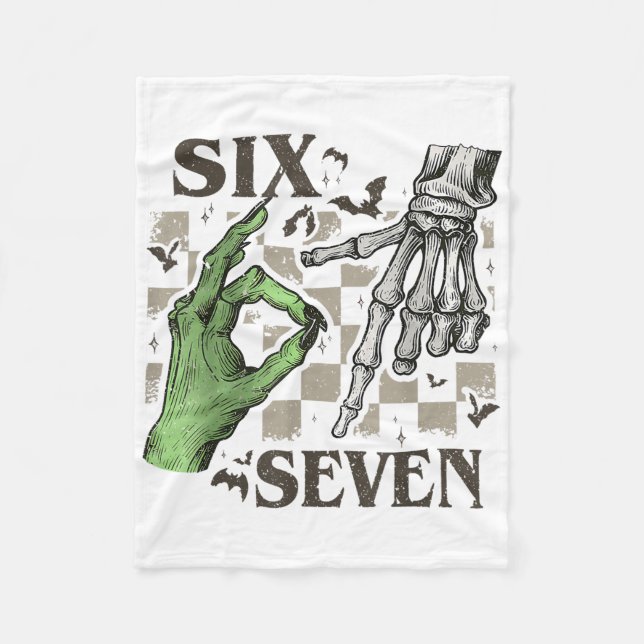 Couverture Polaire Signe de la main de squelette Six Sept Meme Hallow (Devant)